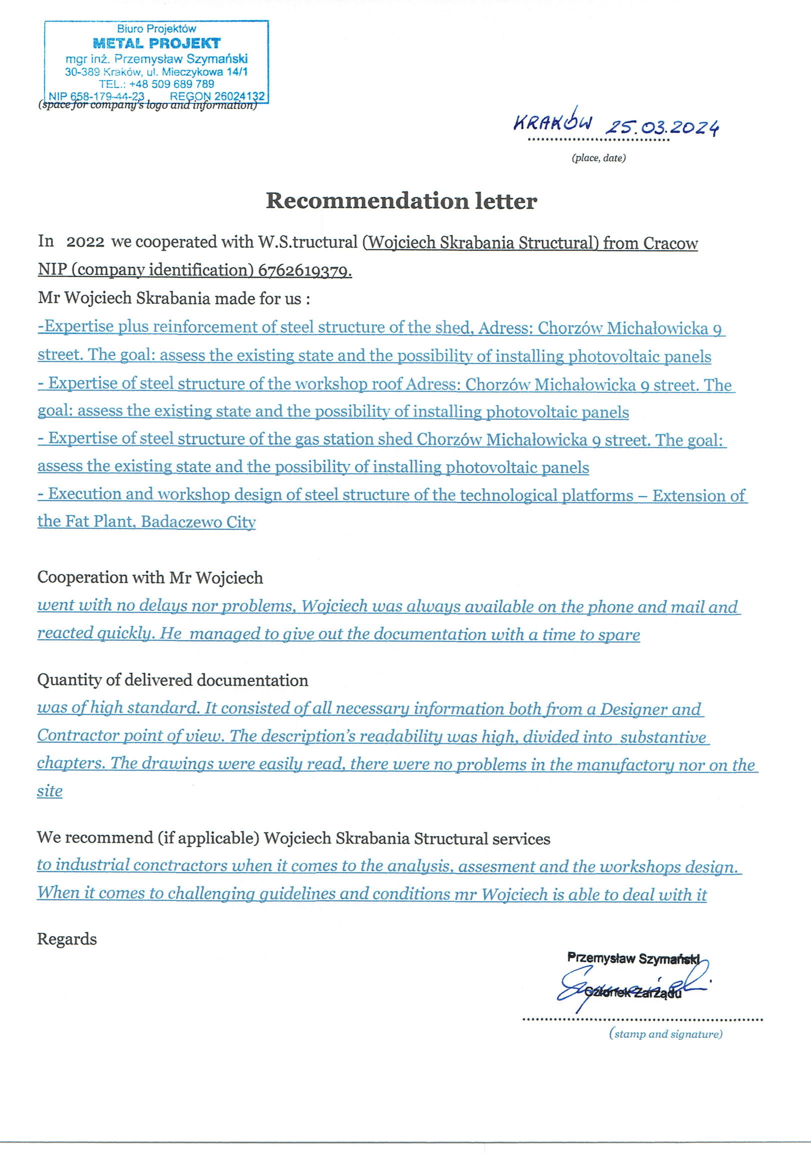 recommendation letter