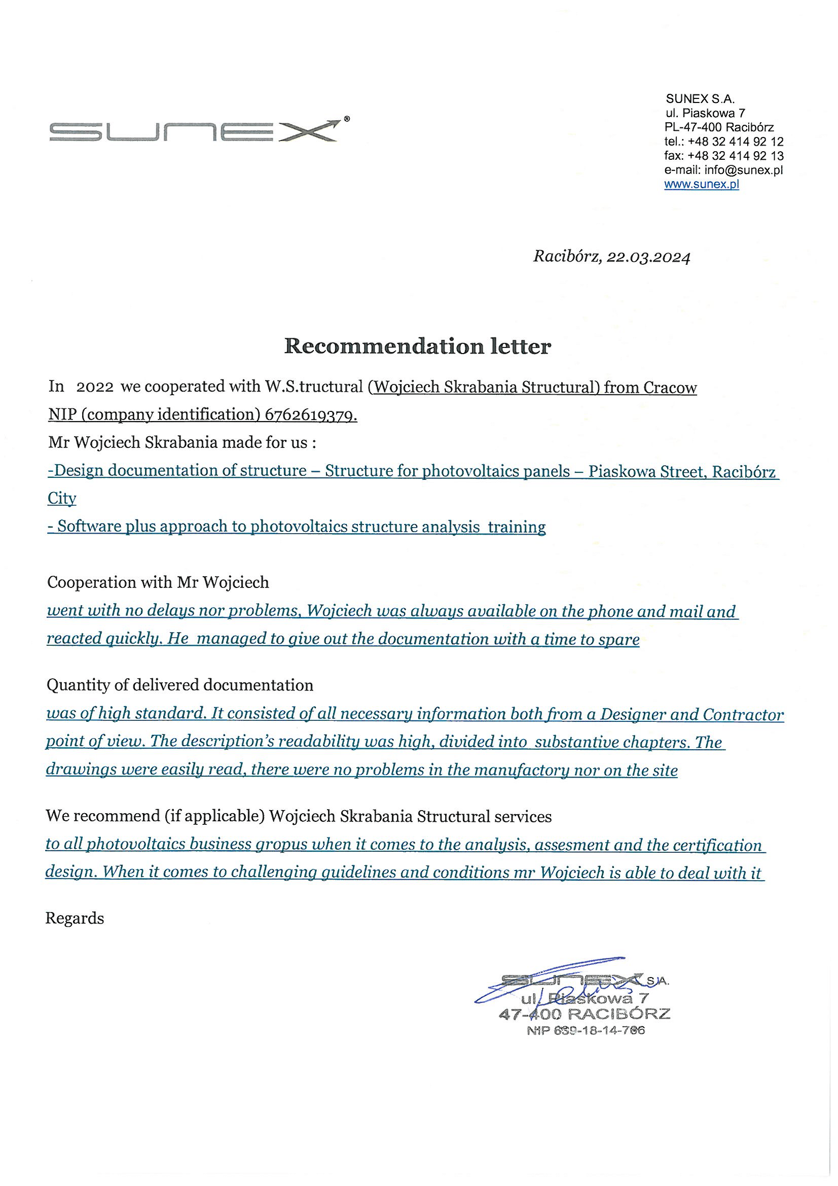 recommendation letter